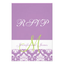 Photo pourpre de monogramme de damassé épousant RS Invitations Personnalisables