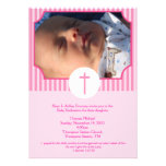 Photo rose du dévouement 5x7 de bébé de baptême de invitations