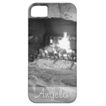 Photo rustique de feu de bois de cheminée en pierr coque iPhone 5 Case-Mate