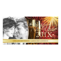 Photocard de Champagne de feux d'artifice de bonne Cartes De Vœux Avec Photo