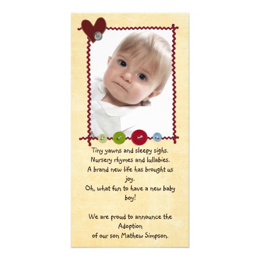 photocard de faire-part d'adoption photocarte customisée