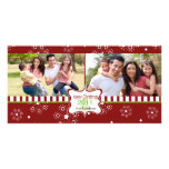 Photocard rouge décoratif de vacances avec le cadr cartes de vœux avec photo