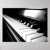 Photographie noire et blanche chique de piano affiches