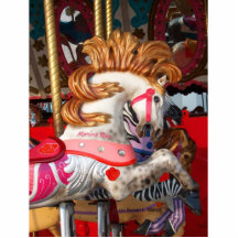 Photographie rose et blanche de cheval de carrouse découpage en acrylique