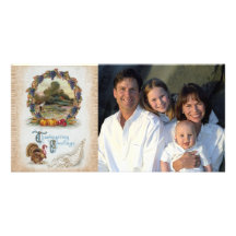 Photos vintages polychromes de thanksgiving de car modèle pour photocarte