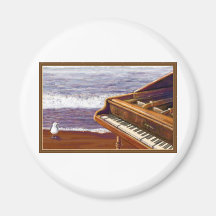 Piano sur une plage magnets pour réfrigérateur