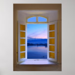 Pièce avec une vue d'aube de lac posters