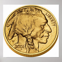 Pièce de monnaie américaine de lingot d'or de Buff Affiches