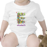 Pièce en t florale de bébé de nom d'alphabet (mono bodies