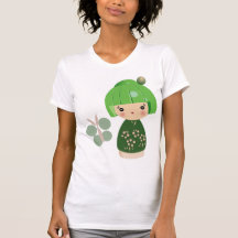 Pièce en t verte de triplet de Kokeshi T-shirts