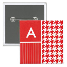Pied-de-poule rouge et blanc badge