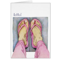 Pieds roses bonjour de carte