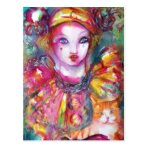 Pierrot avec le chat cartes postales
