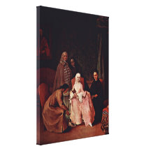 Pietro Longhi - une visite à une dame Impression Sur Toile