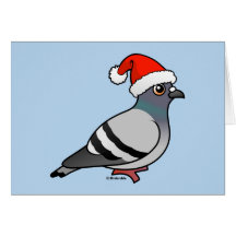 Pigeon mignon Père Noël de bande dessinée Cartes De Vœux