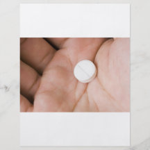 Pilule blanche simple dans la paume prospectus customisé