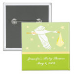 Pin de baby shower de cigogne - vert badge