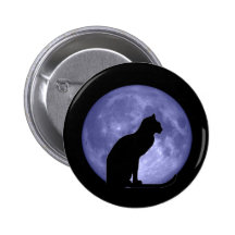 Pin de bouton de lune bleue de chat noir badges