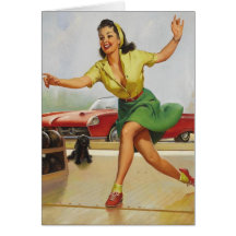 Pin de bowling vers le haut de fille cartes