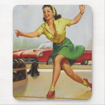 Pin de bowling vers le haut de fille tapis de souris