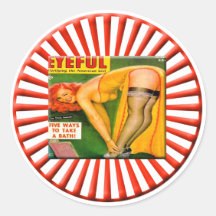 Pin de cru vers le haut de fille autocollant rond