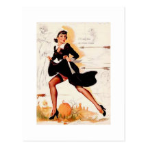 Pin de fille de quaker de thanksgiving vers le hau carte postale