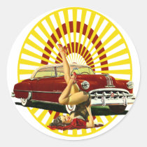 Pin de hot rod vers le haut de fille autocollants