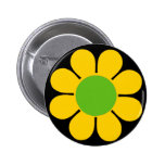 Pin jaune de flower power des années 60 badge avec épingle