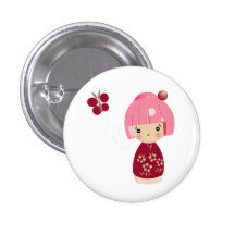Pin rose de triplet de Kokeshi Badges Avec Agrafe