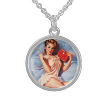 Pin secret vintage de Gil Elvgren de journal intim Colliers Argent Sterling