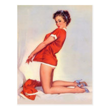 Pin vilain vintage de Noël vers le haut de fille Carte Postale