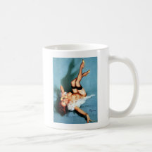 Pin vintage de Gil Elvgren VERS LE HAUT de fille a Tasse À Café