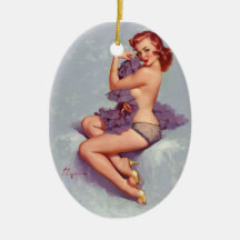 Pin vintage de pin-up vers le haut d'ornement de G