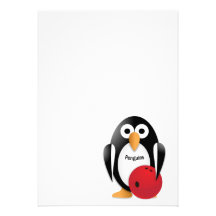 Pingouin avec une cuvette de bowling cartons d'invitation
