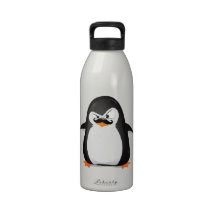 Pingouin blanc noir mignon et moustache drôle bouteilles d'eau