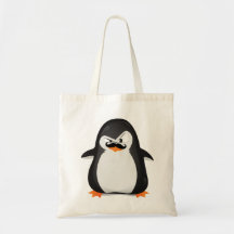 Pingouin blanc noir mignon et moustache drôle sac en toile