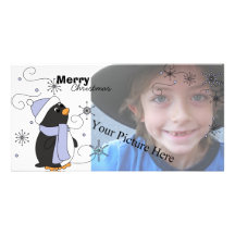 Pingouin dans la crainte cartes de vœux avec photo