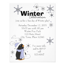 Pingouin dans la crainte cartons d'invitation personnalisés