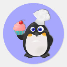 Pingouin de Baker avec le petit gâteau II Autocollants