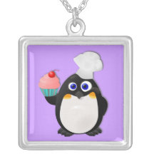 Pingouin de Baker avec le petit gâteau II Pendentif