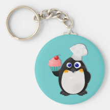 Pingouin de Baker avec le petit gâteau II Porte-clé