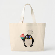 Pingouin de Baker avec le petit gâteau II Sacs En Toile