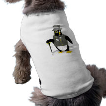 Pingouin de bande dessinée utilisant un smoking tee-shirts pour animaux domestiques