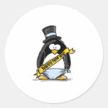 Pingouin de bonne année adhésifs ronds