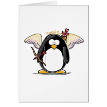 Pingouin de cupidon cartes de vœux