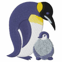 Pingouin de maman et de bébé polo brodé