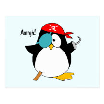 Pingouin de pirate carte postale