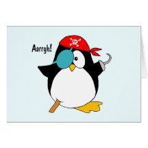 Pingouin de pirate cartes de vœux