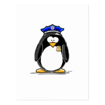 Pingouin de policier cartes postales