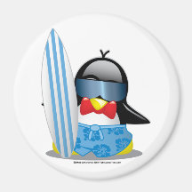 Pingouin de surfer aimants pour réfrigérateur